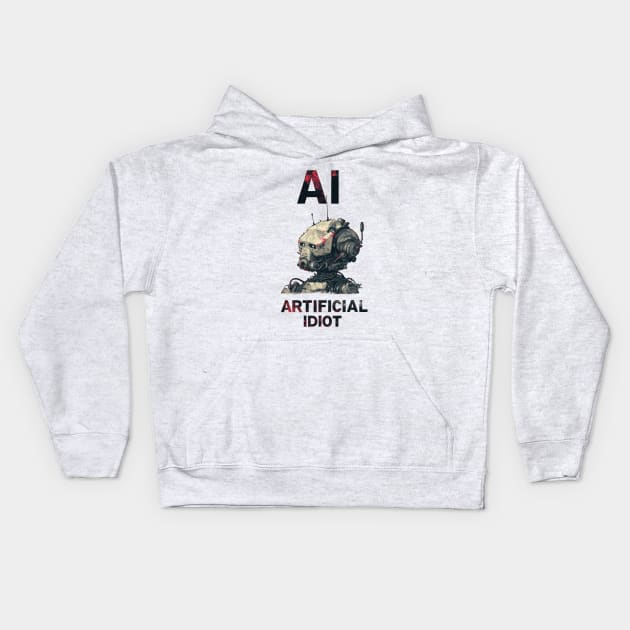 AI = Artificial Idiot Kids Hoodie by TooplesArt